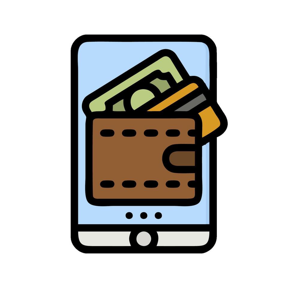 Wallet and money icon on a smartphone vector