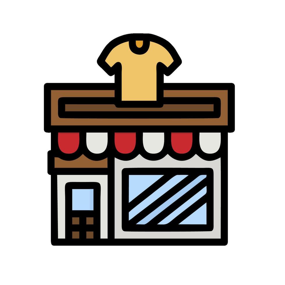 A shirt shop icon with a red and white awning vector