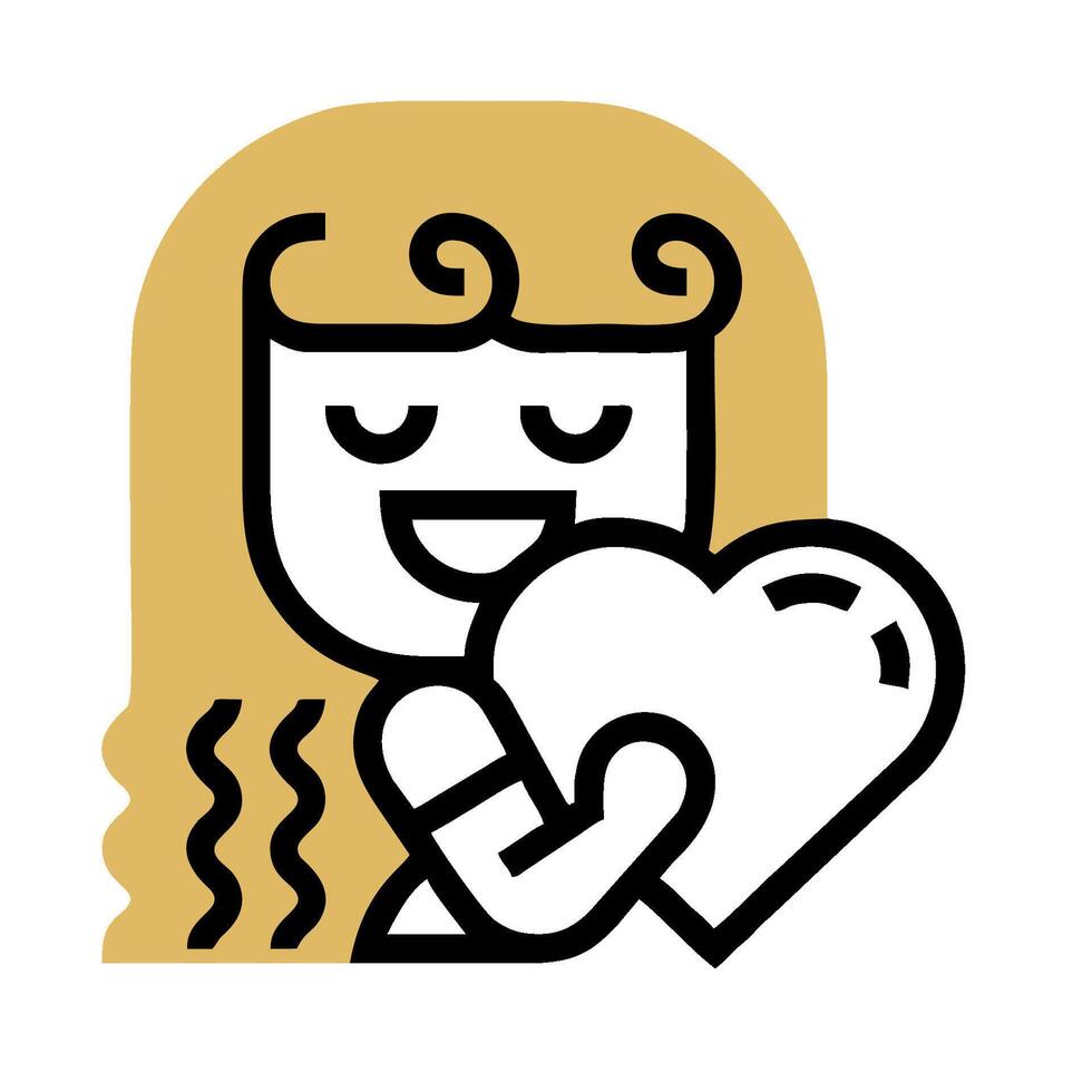 A girl holding a heart icon vector