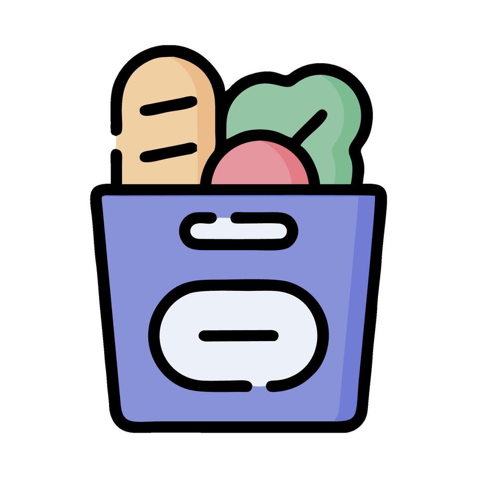 A grocery bag with bread, vegetables and other food vector