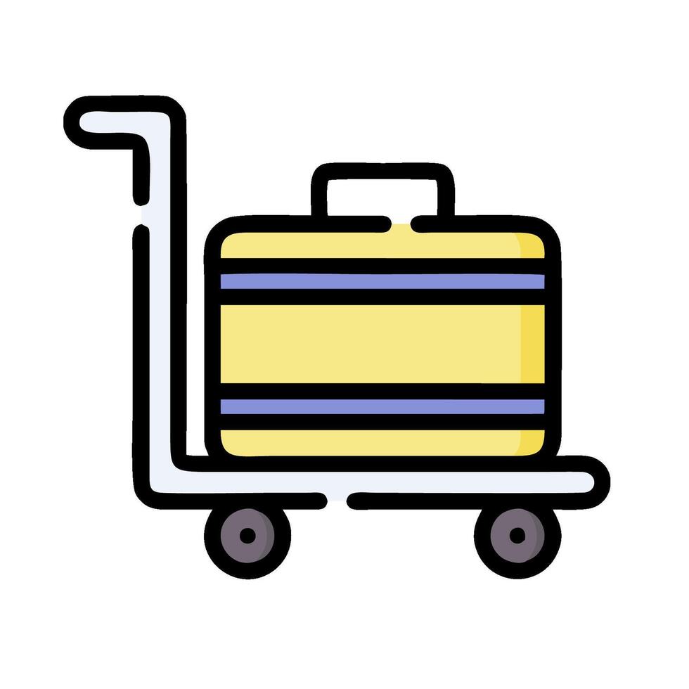 A suitcase on a cart with a handle vector