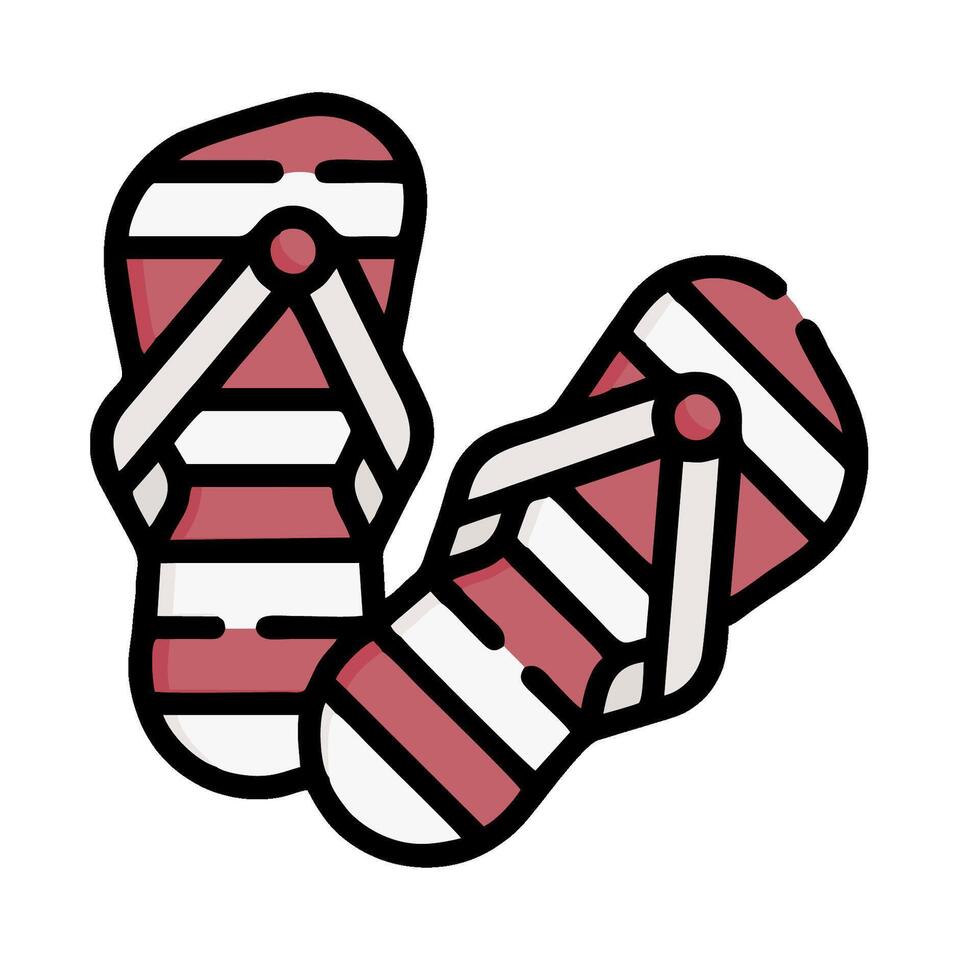 A pair of flip flops with red and white stripes vector