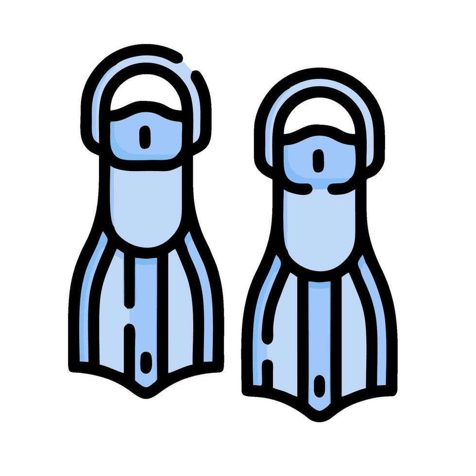 Two blue scuba fins on a white background vector