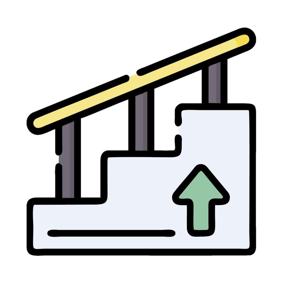 A stairway with an arrow pointing up vector