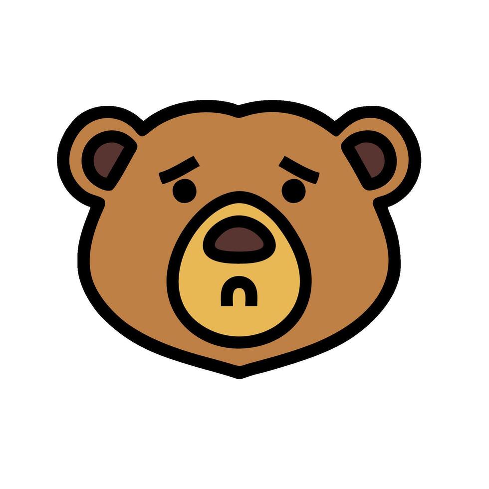 A cartoon bear head with a sad expression vector