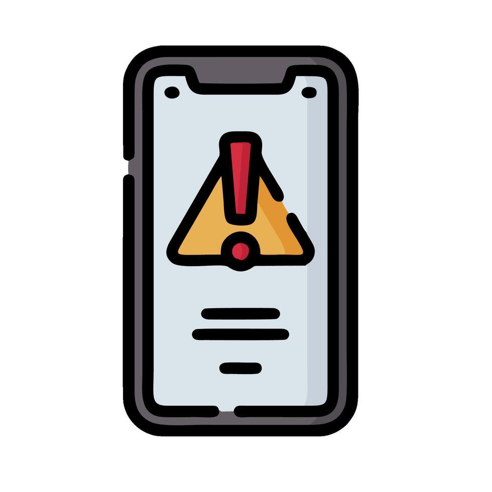 An iphone with a warning sign on it vector
