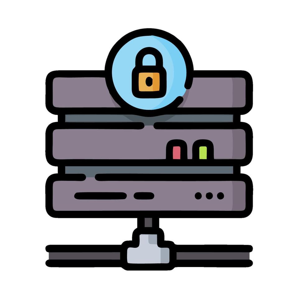 A server with a padlock on it vector