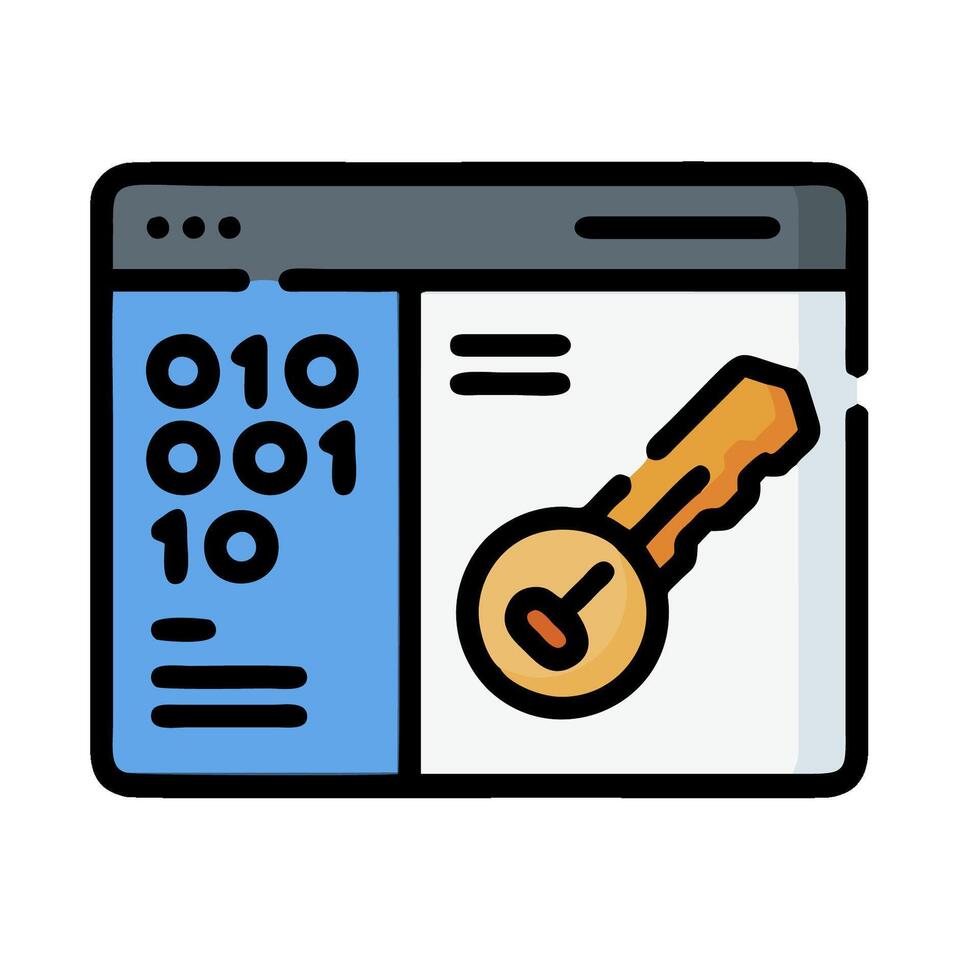 A key and a computer screen with a key vector