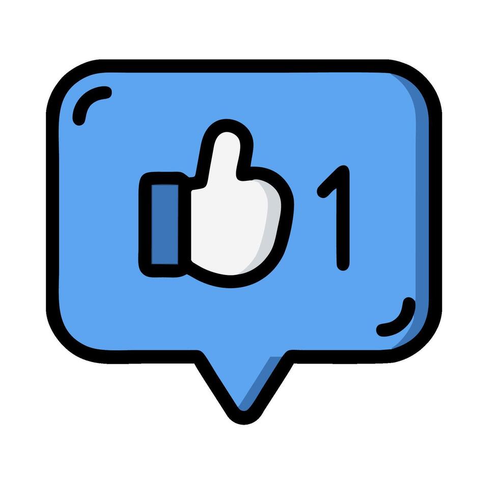 A thumbs up icon with a blue speech bubble vector