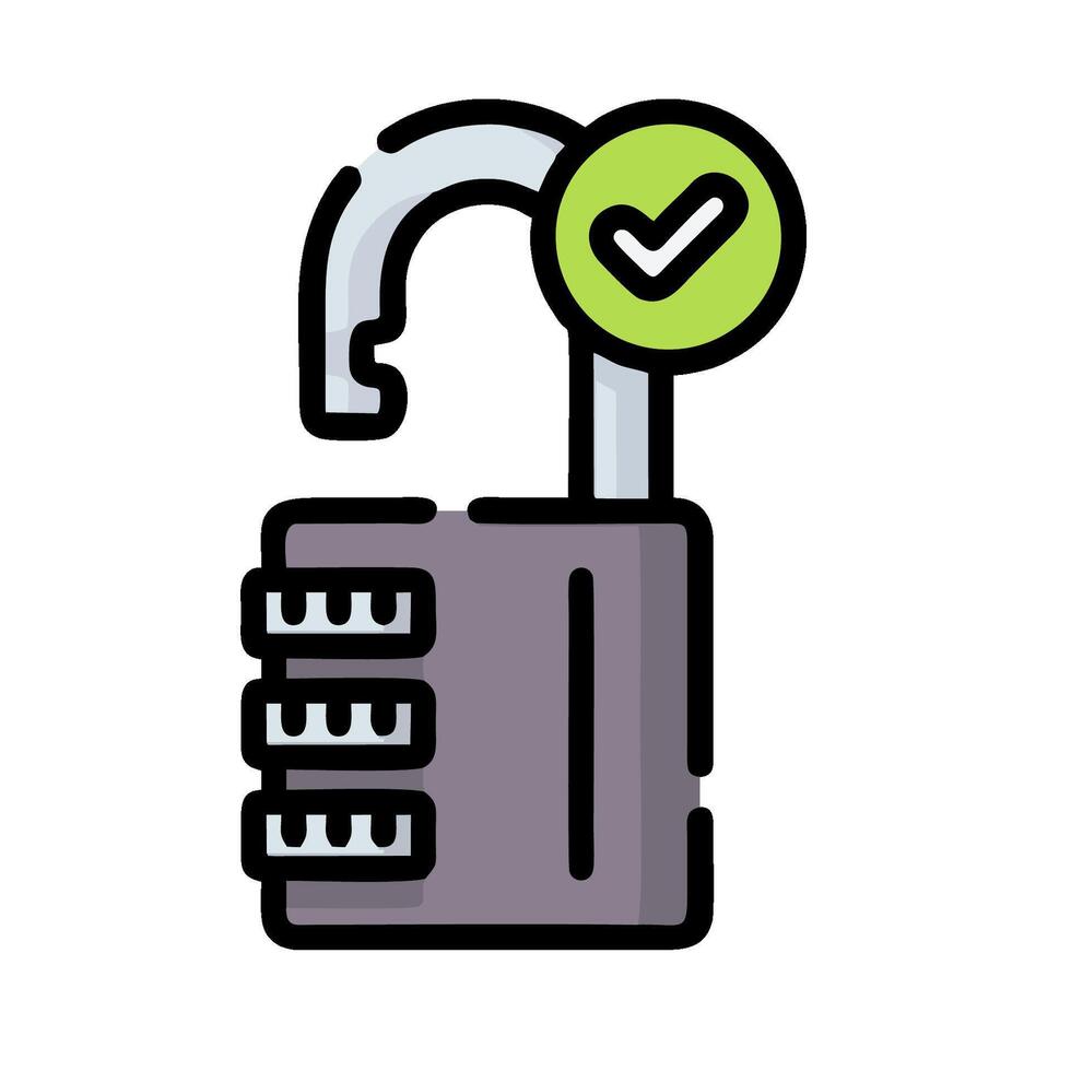 A lock with a green tick on it vector