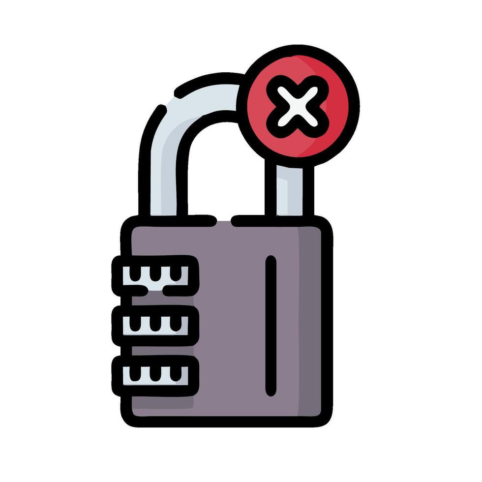 Lock icon with red cross and lock symbol vector