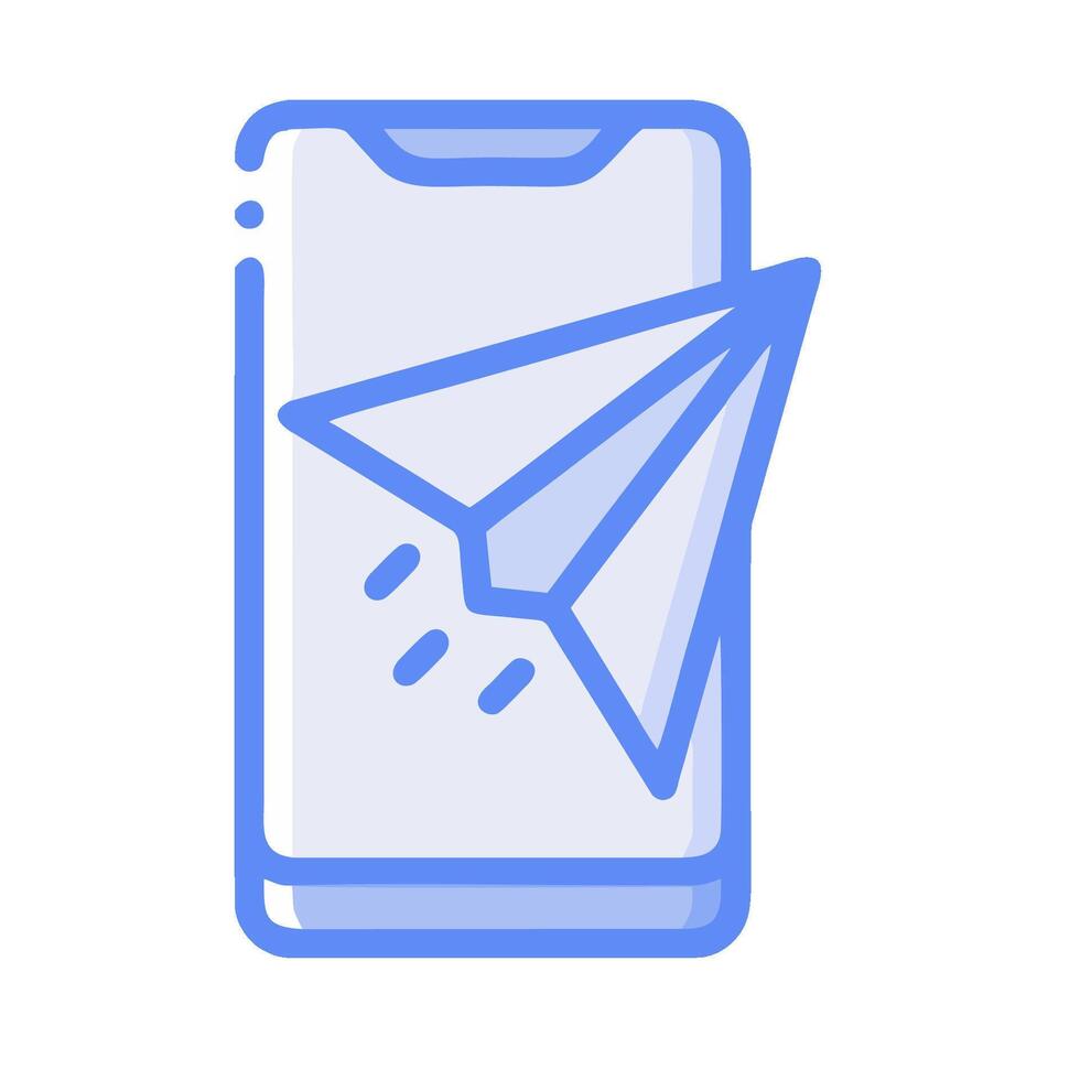 A phone with a paper airplane on it vector