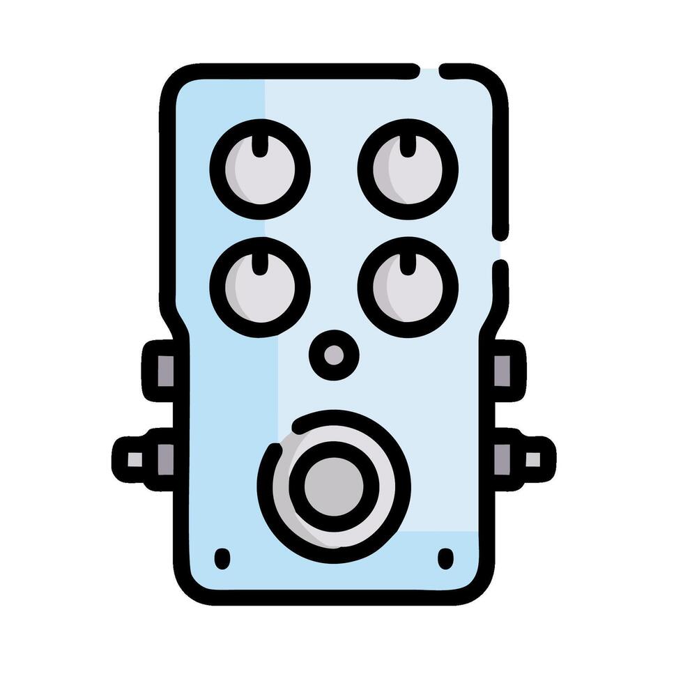 A blue and white pedal with four knobs vector