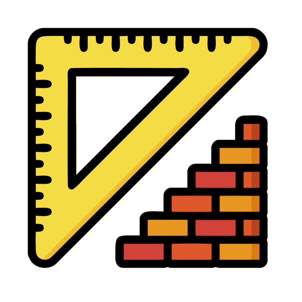 A yellow triangle and brick wall icon vector