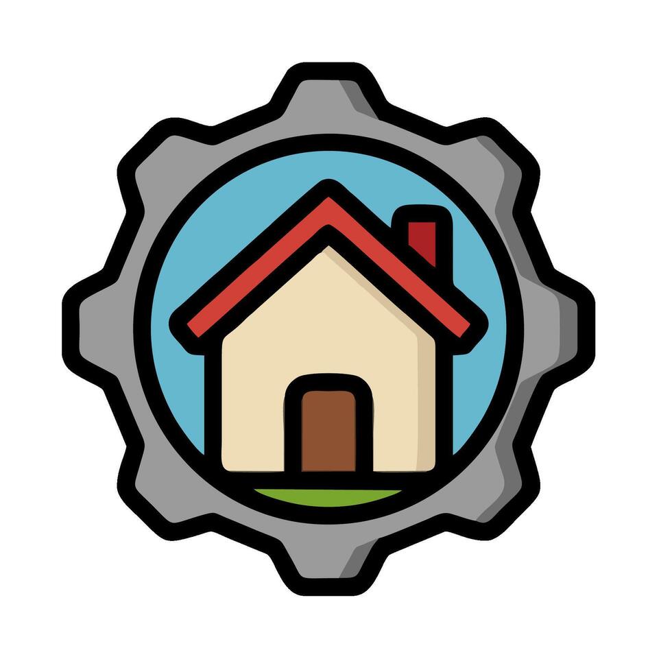 A house icon in a gear wheel vector