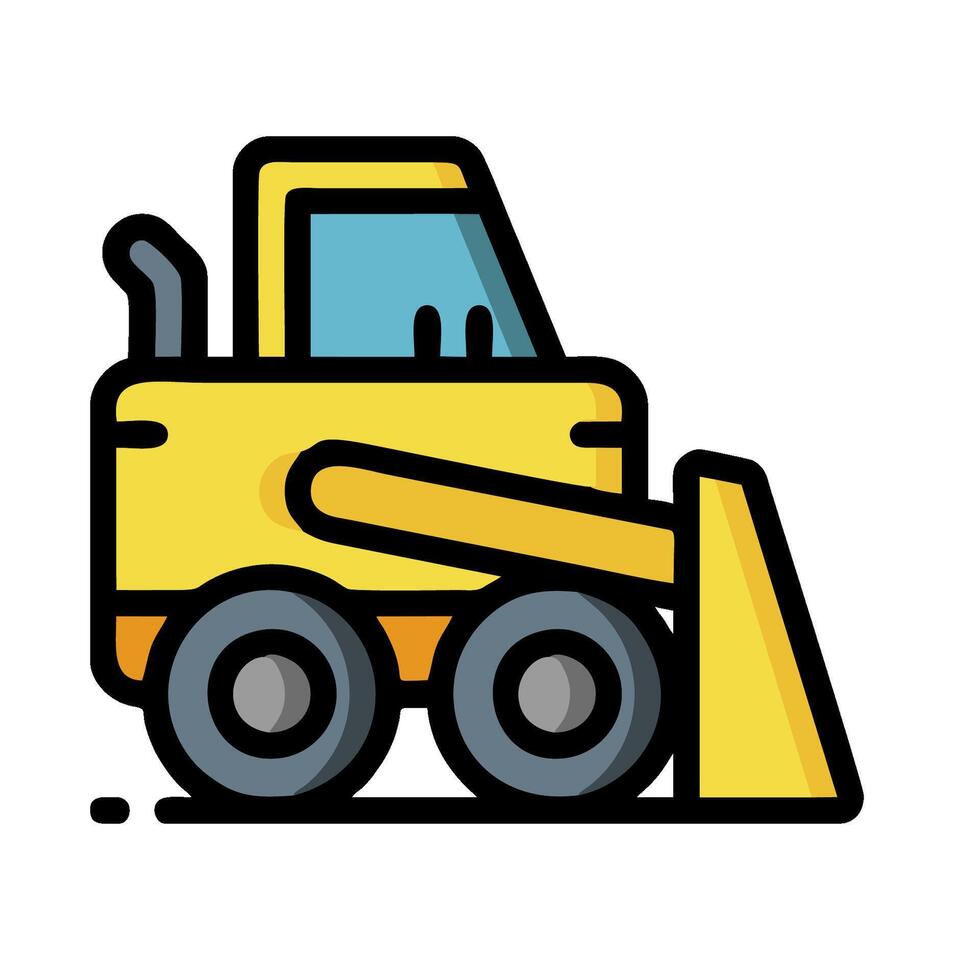 A yellow construction vehicle with a shovel on the front vector
