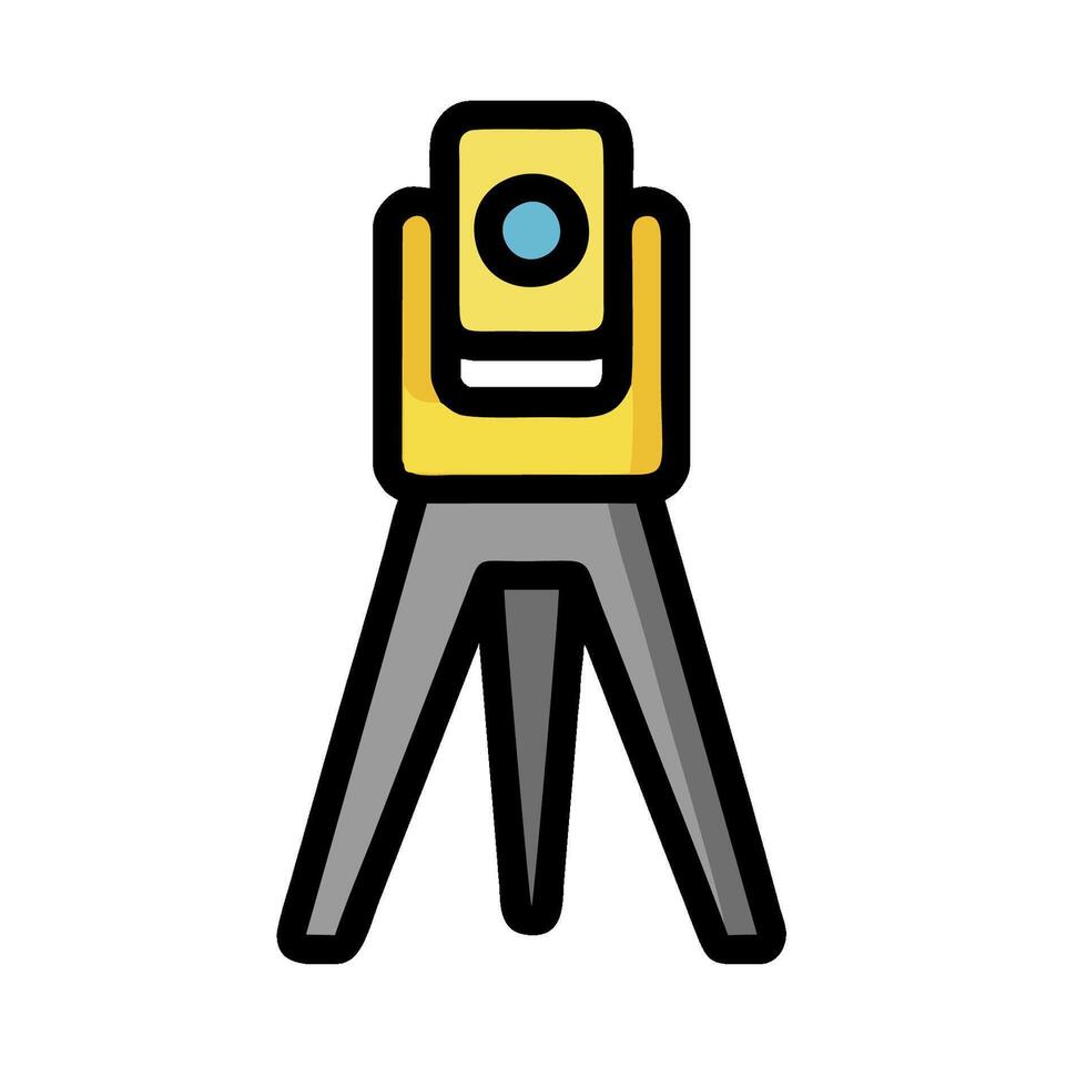 A yellow and blue camera on a tripod vector