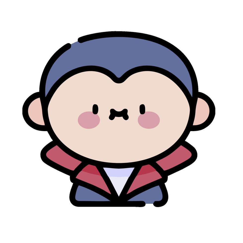 A cartoon character with a red coat and blue shirt vector