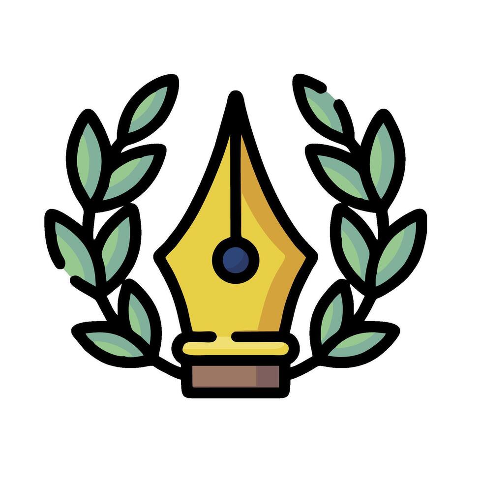 A pen and laurel wreath icon vector