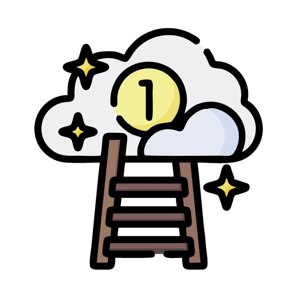 A ladder with a cloud and a moon on top vector