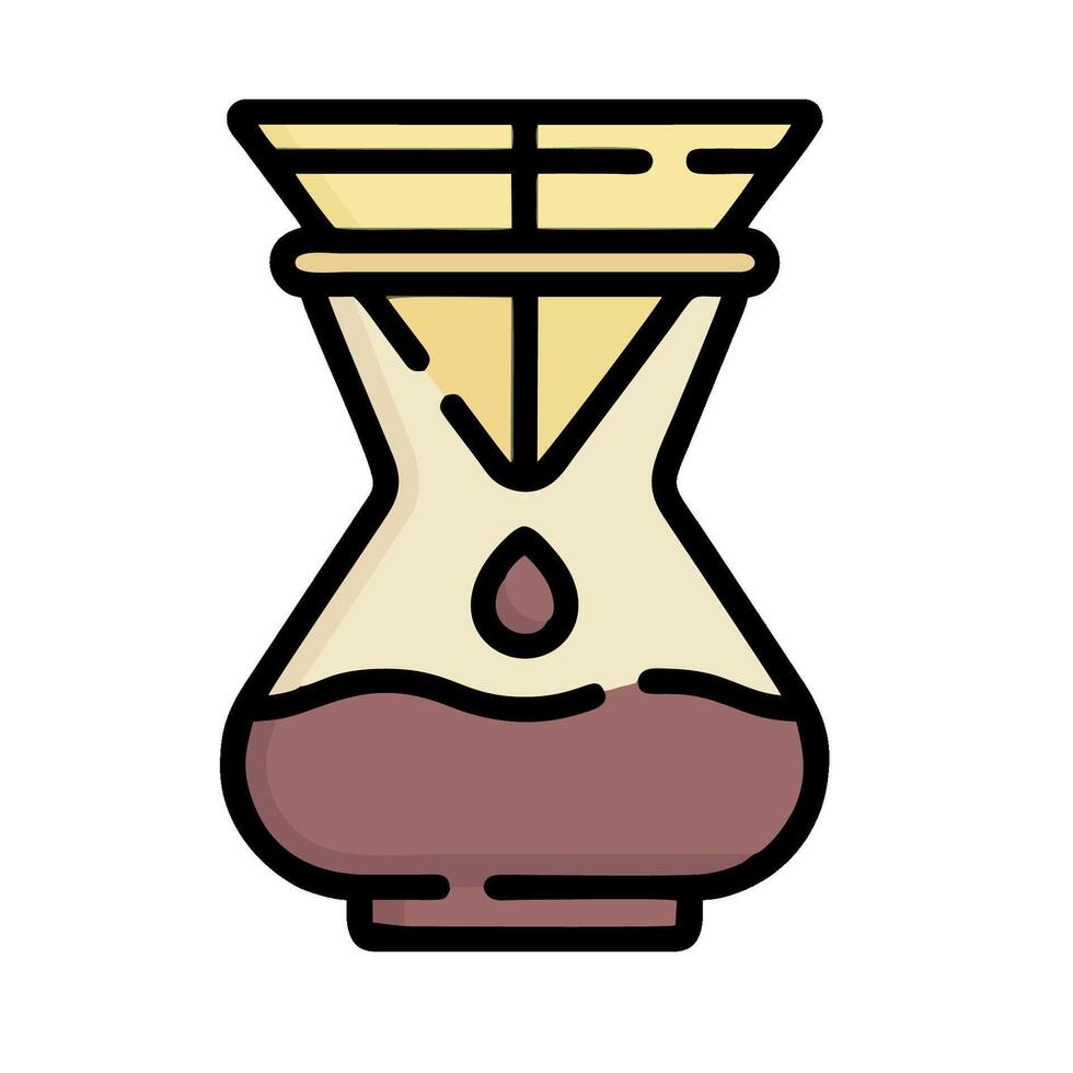 A coffee maker with a funnel and a cup vector