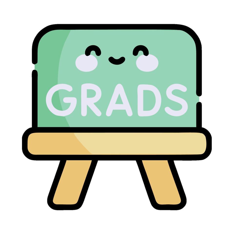 Graduation sticker with cute face and smile vector