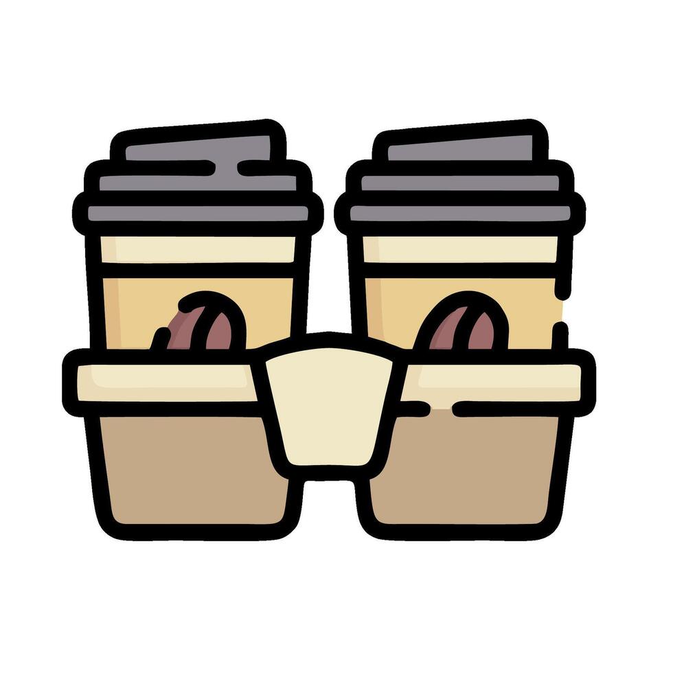 Two coffee cups in a box with a lid vector