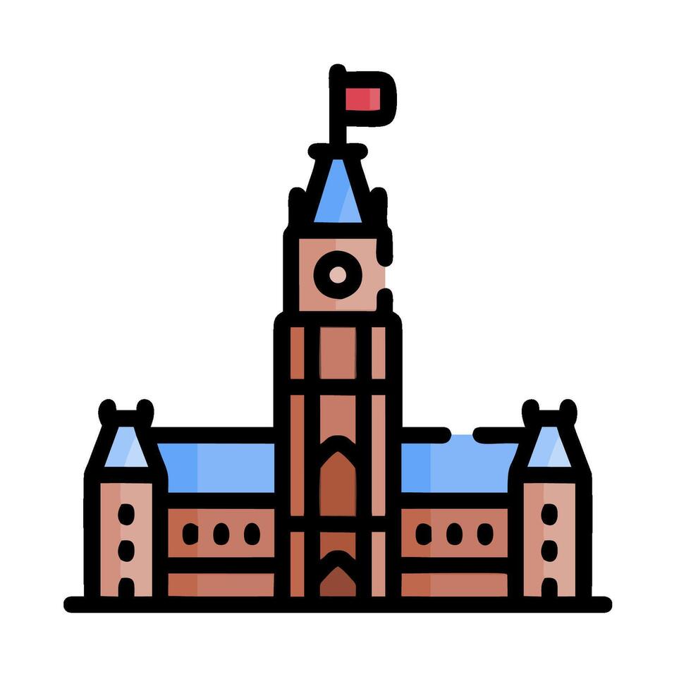A building with a clock tower on top vector