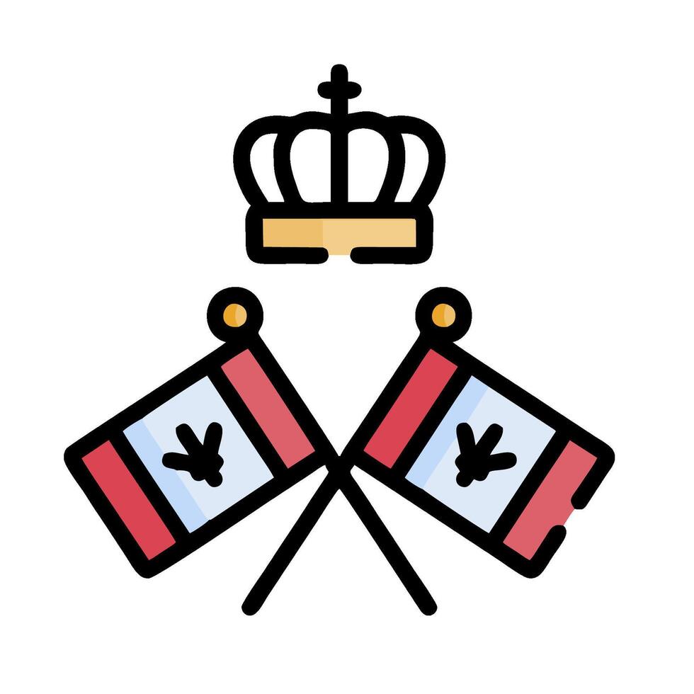 Two crossed flags with a crown on top vector