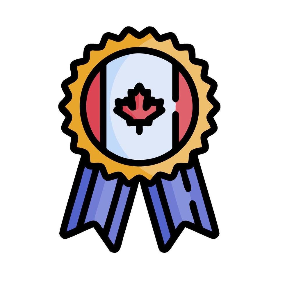 Canada flag award ribbon icon illustration design vector