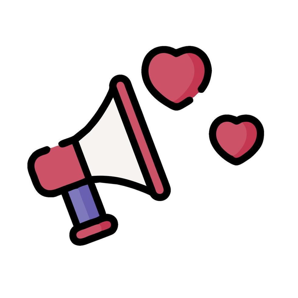 A megaphone with hearts on it vector