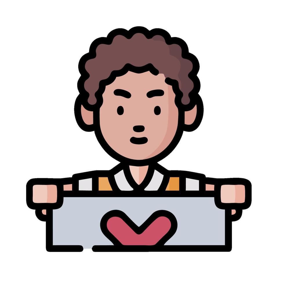 A man holding a sign with a heart on it vector