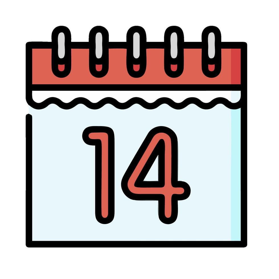 Calendar icon with the number 14 on it vector
