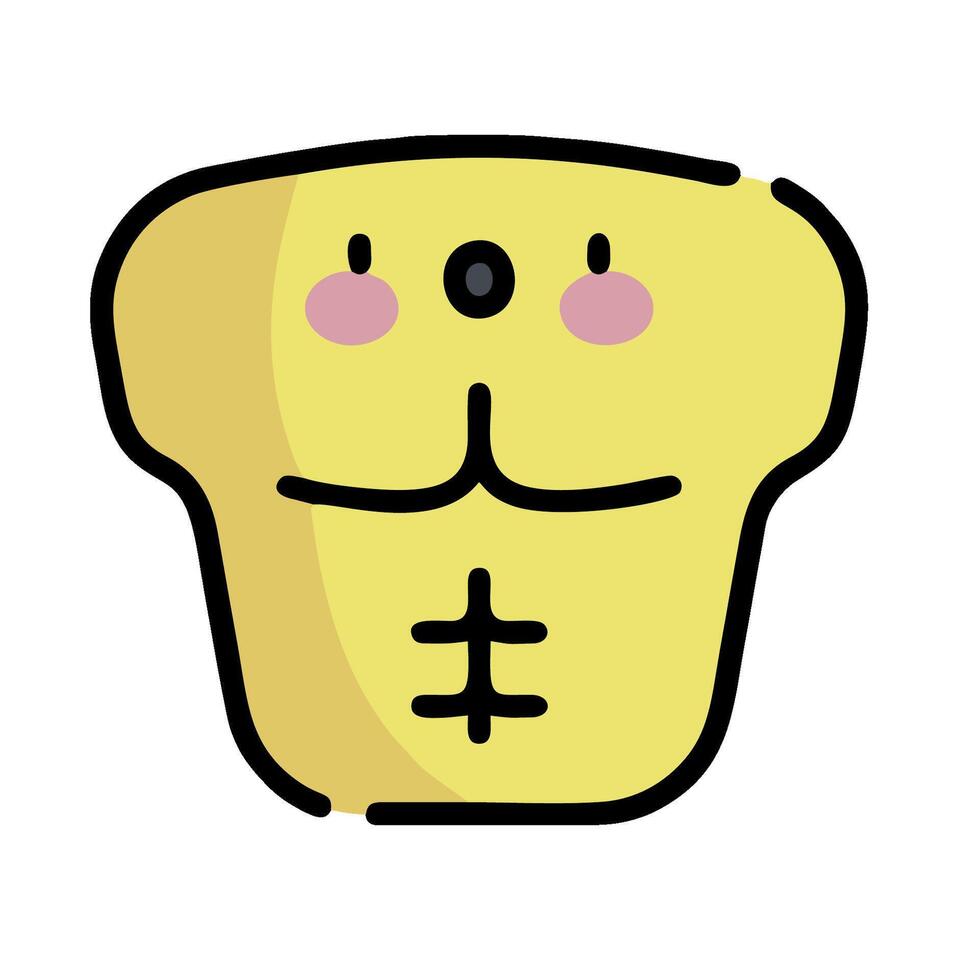 A cartoon character with a face and a chest vector