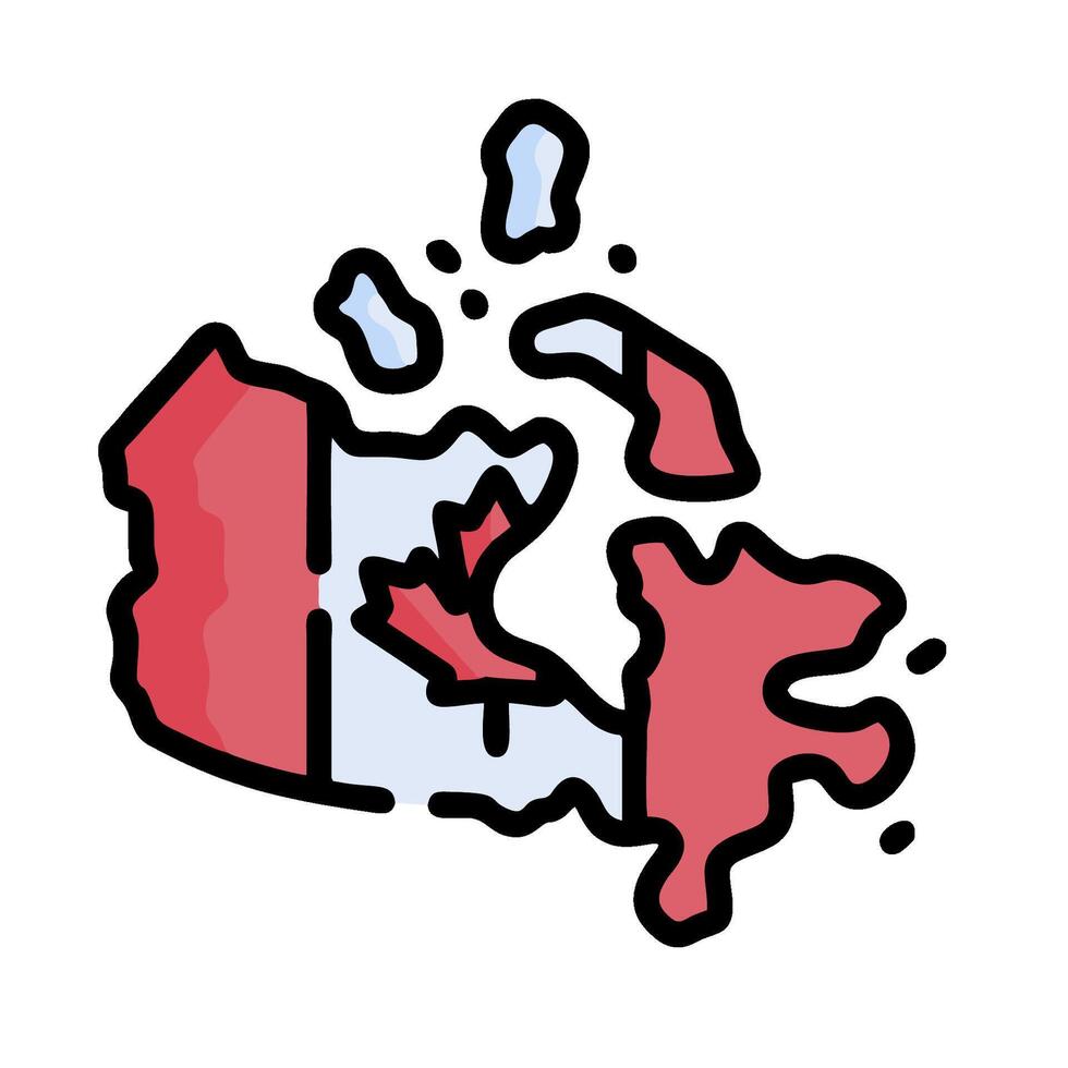 Canada flag map icon illustration vector