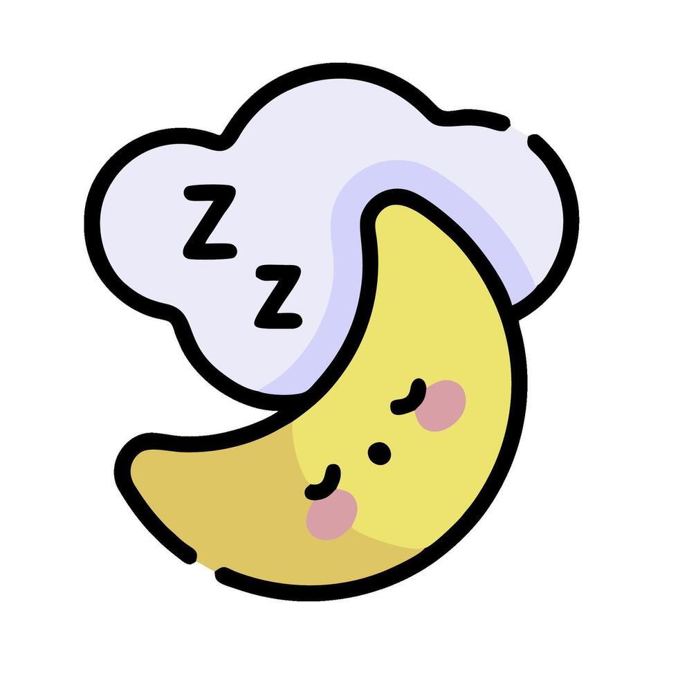 A cartoon moon with a cloud on its head vector