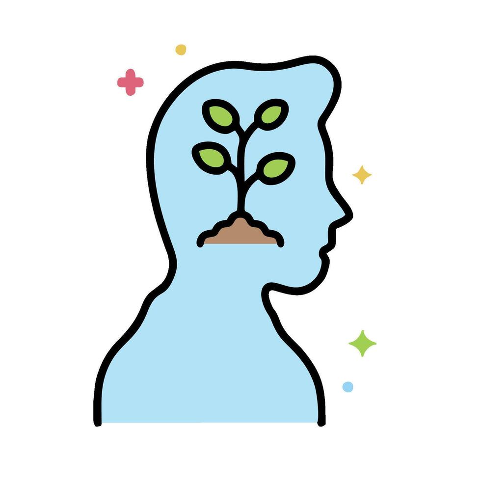 A person's head with a plant growing out of it vector