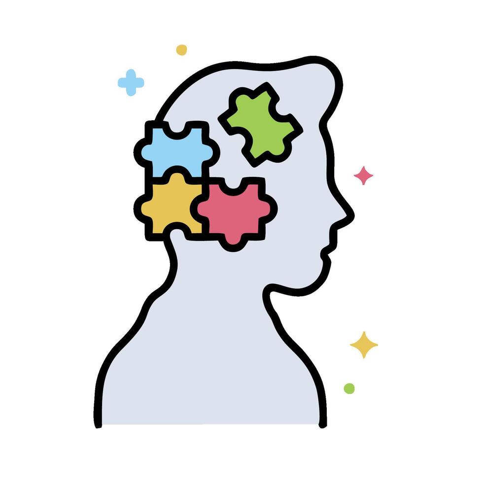 A person with puzzle pieces in their head vector