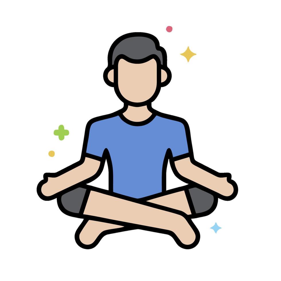A man is sitting in a lotus position with his hands on his head vector