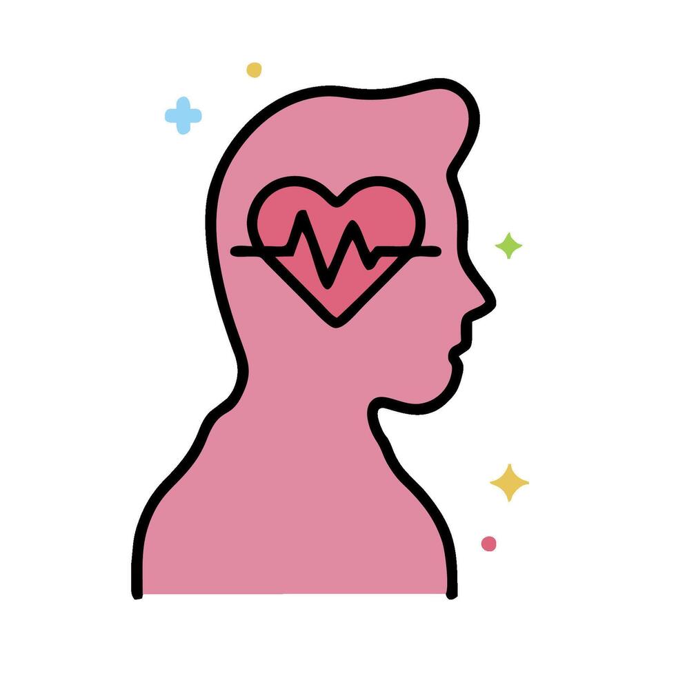Heartbeat icon in the head of a person vector