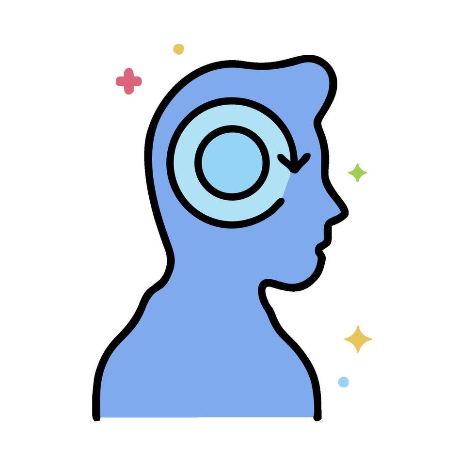 A person with a circular icon on their head vector
