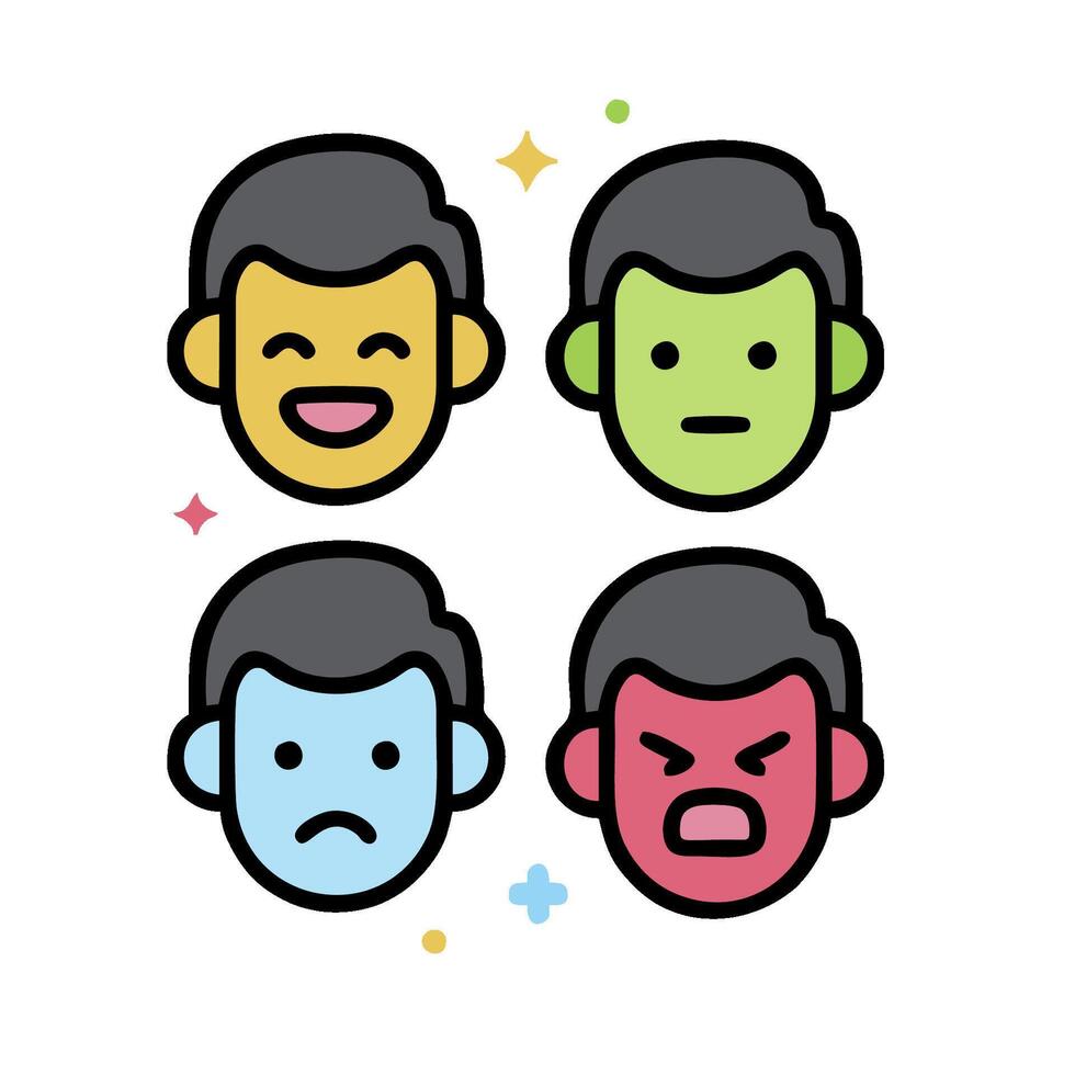 Four different faces with different expressions vector