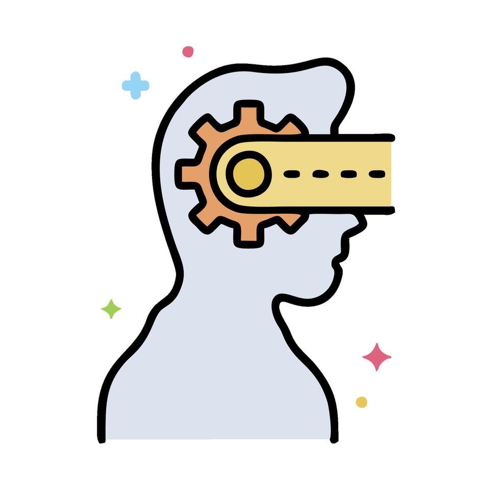 A person with a gear on their head vector