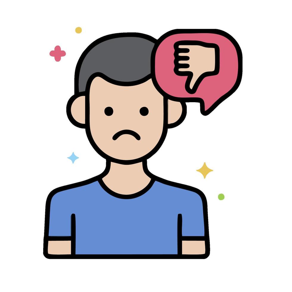 A man with a thumbs down sign on his head vector