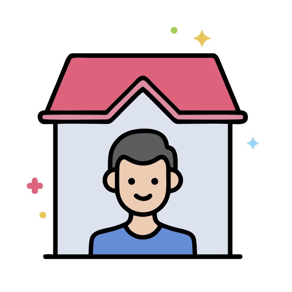 A man is standing in front of a house with stars vector