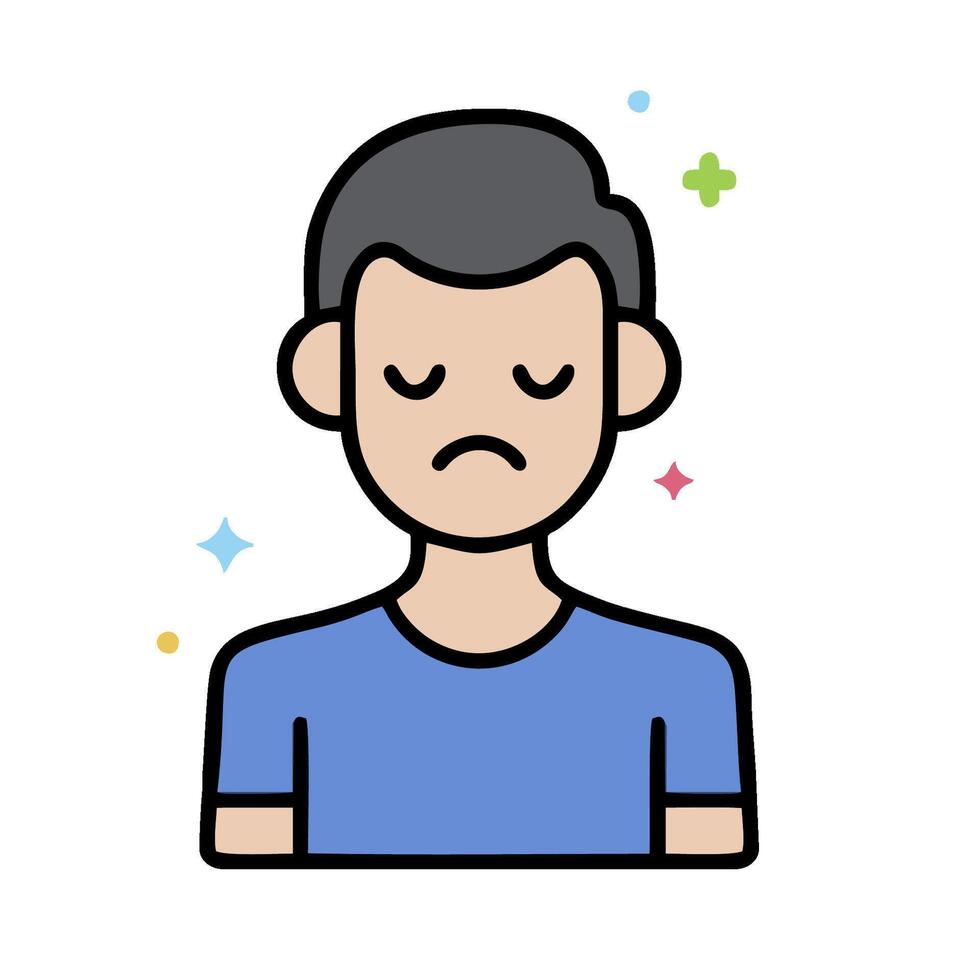 A man with a sad face icon vector