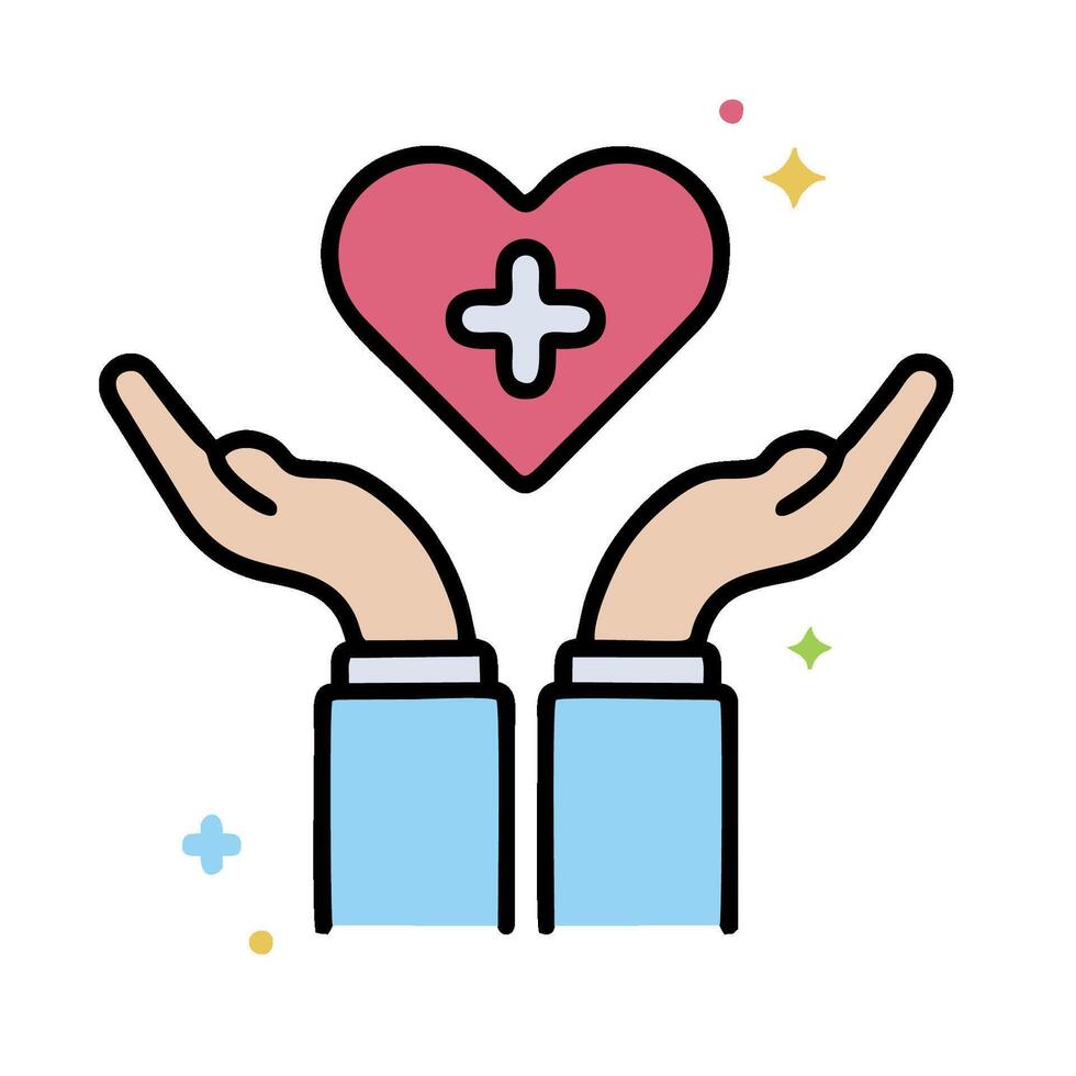 Hands holding a heart with a cross on it vector