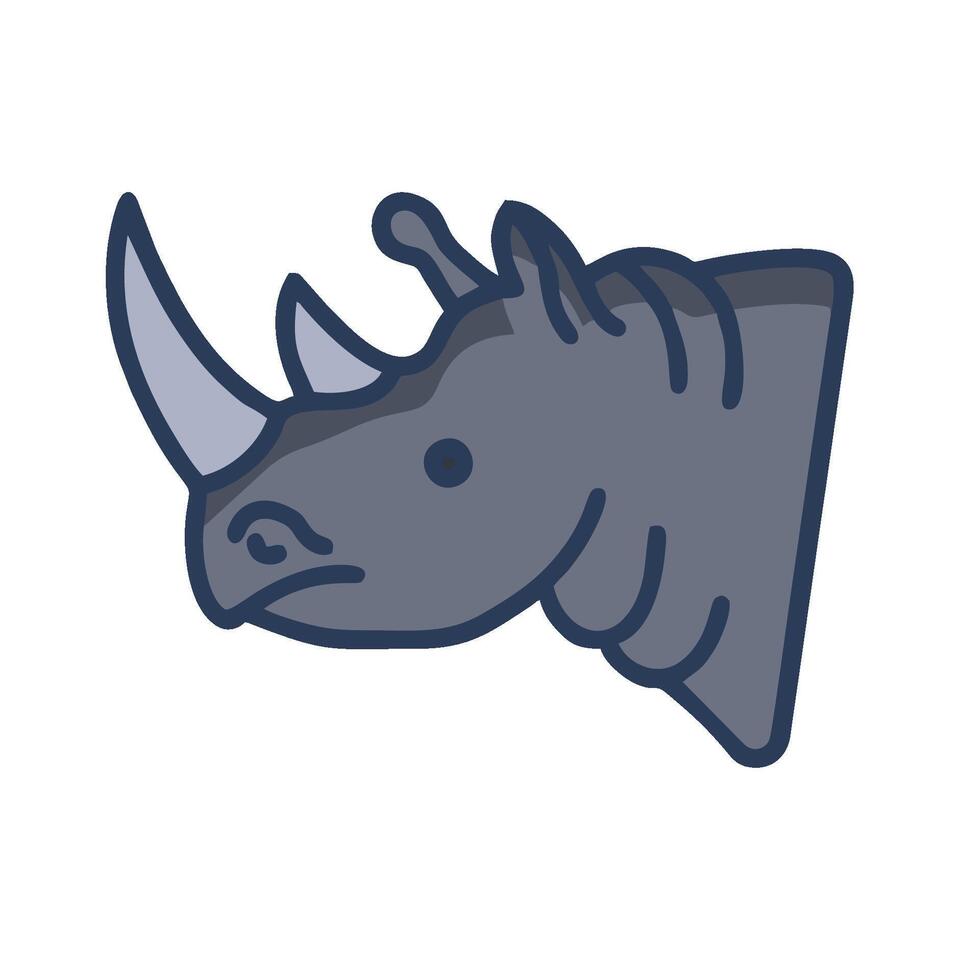 Rhino head icon in flat style on white background vector
