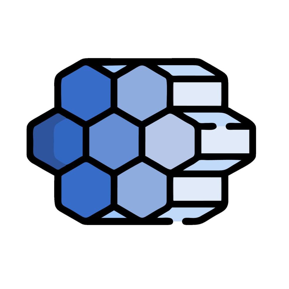 A blue and black hexagon with a white background vector