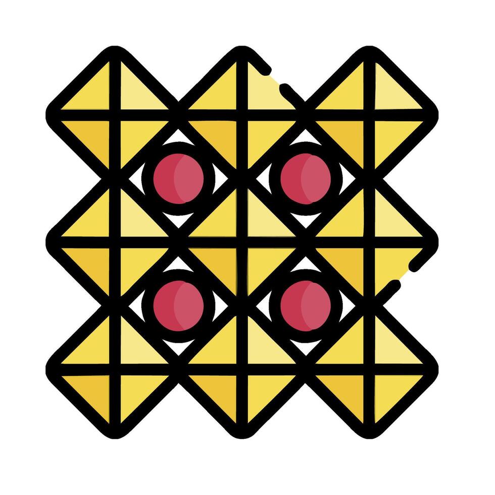 A yellow and red geometric pattern with red dots vector